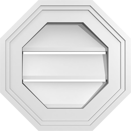 Ekena Millwork Octagonal Surface Mount PVC Gable Vent: Functional, w/ 2"W x 1-1/2"P Brickmould Frame, 12"W x 12"H GVPOC12X1202SF